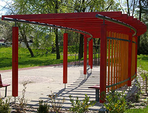 Zweireihige Pergola mit Rundstahlpfetten - Ulrike Kühn Aussen Raum Ausstattung Zweireihige Pergola mit Rundstahlpfetten - Ulrike Kühn Aussen Raum Ausstattung