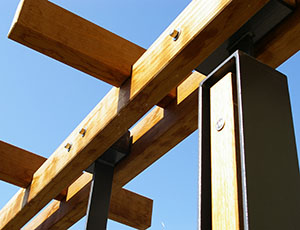 Detail Stahlpfosten/ Pfette/ Reiter - Ulrike Kühn Aussen Raum Ausstattung Detail Stahlpfosten/ Pfette/ Reiter - Ulrike Kühn Aussen Raum Ausstattung